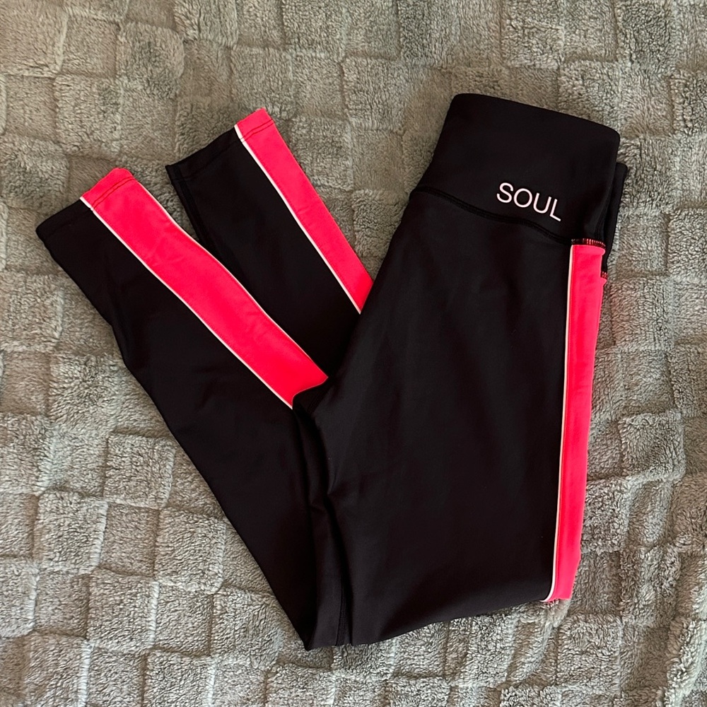 SoulCycle Pink‎ Tri Color Blocked Tight Leggings